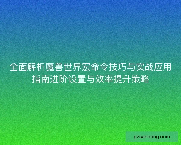 全面解析魔兽世界宏命令技巧与实战应用指南进阶设置与效率提升策略